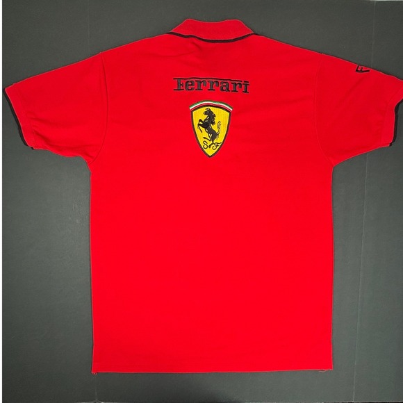 Scuderia Ferrari Polo Shirt Mens Large Red Embroidered Logo Racing Pop Collar - Picture 1 of 10